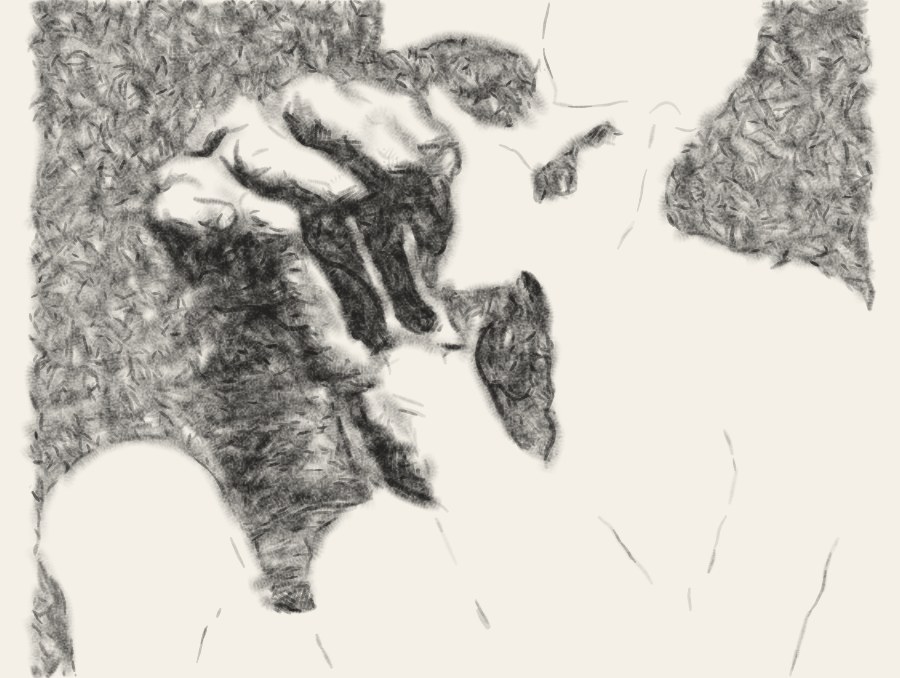 The first test: a Midjourney image as target, 4335 Kollwitz strokes in 5.7 s.