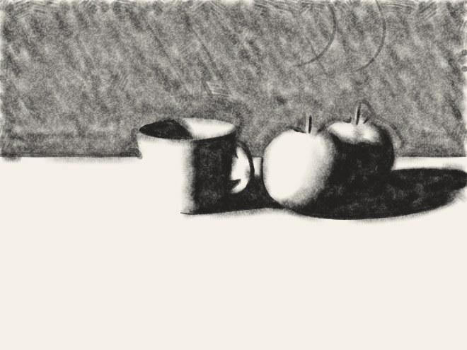 Hands draws it at thumbnail size; it leaves the mid-grey table as paper.