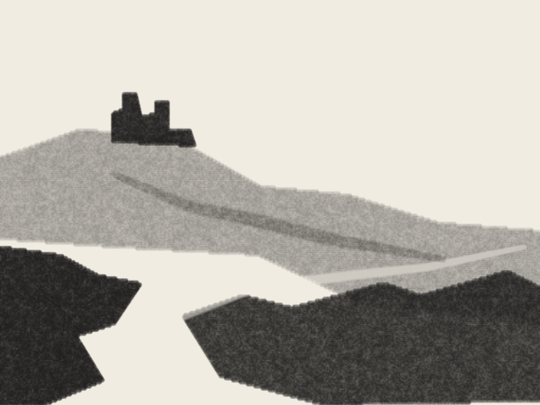 Passing road with castle