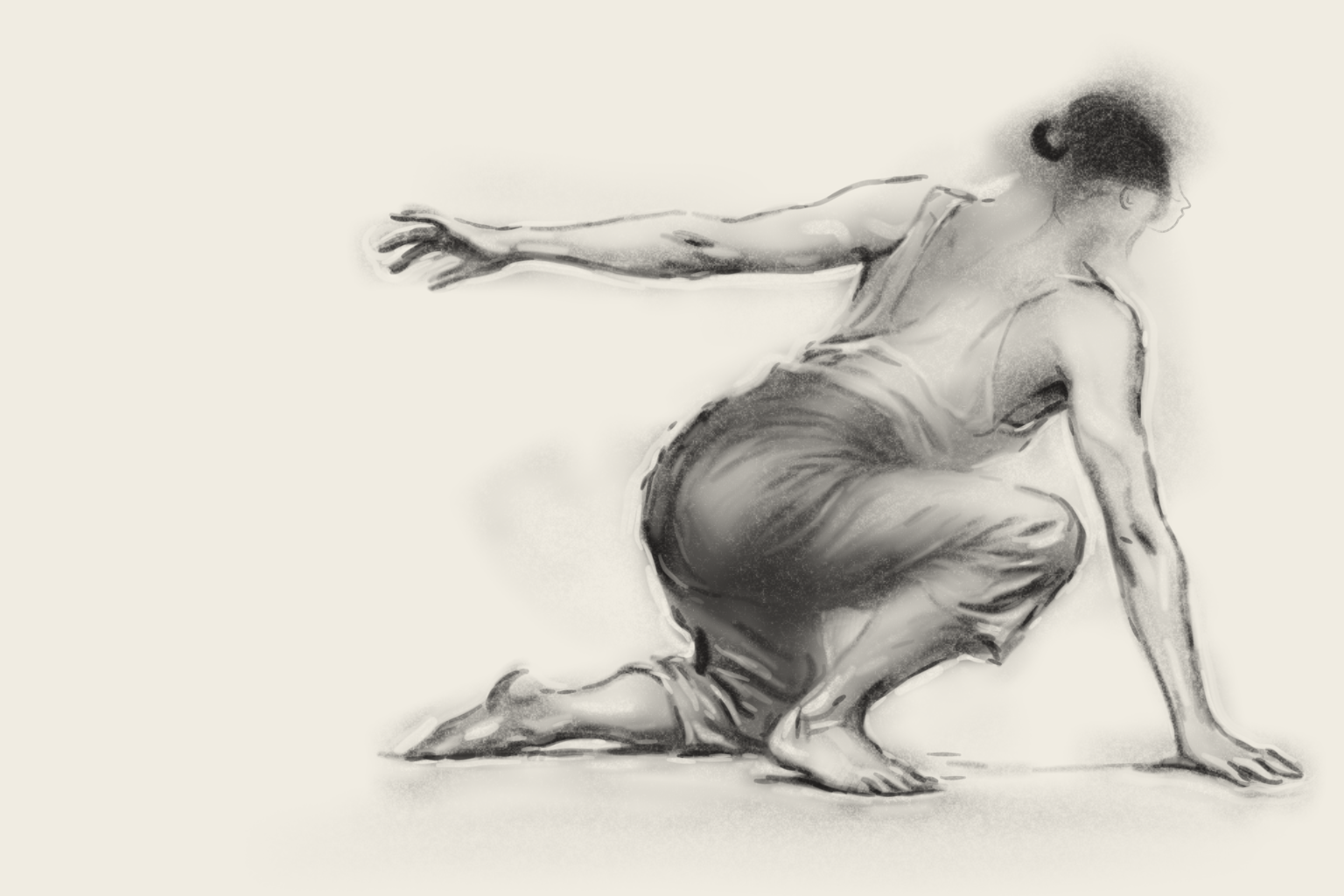 Earlier manual reconstruction: separately authored head/neck marks; schematic attachment.